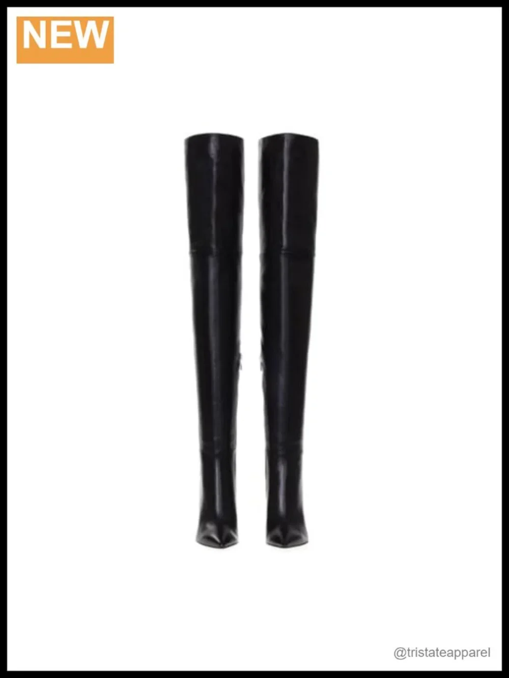 Over the Knee Boots Women Chunky Heel Pointed Toe Side Zip PU Thigh High Block